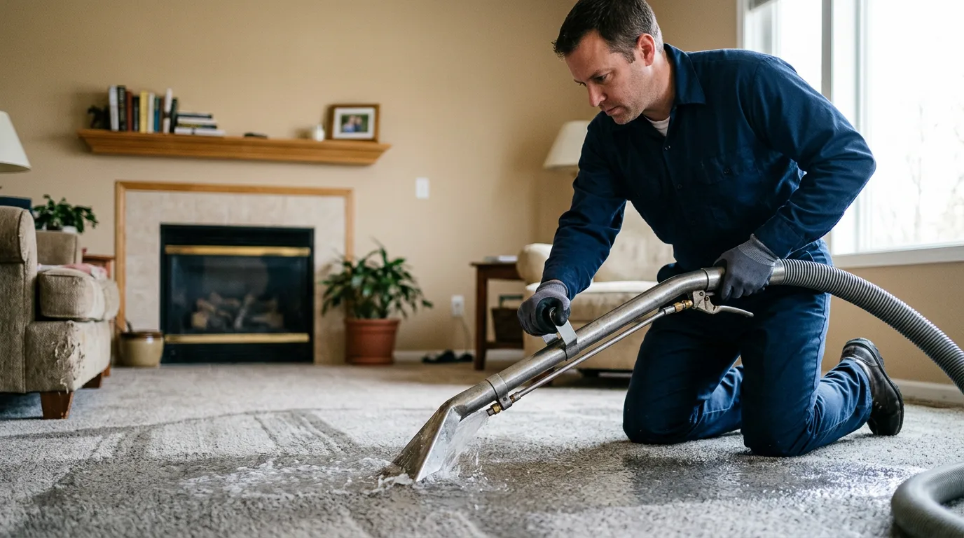 Water damage restoration technician working near Urbanna, VA